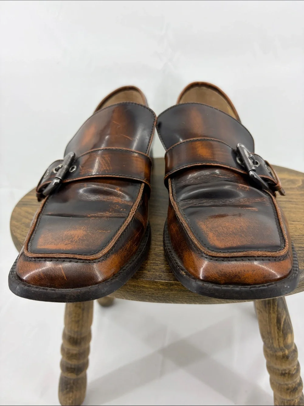 M.Gemi Womens Leather Made in Italy Heeled Loafers w/ Buckle, sz 38